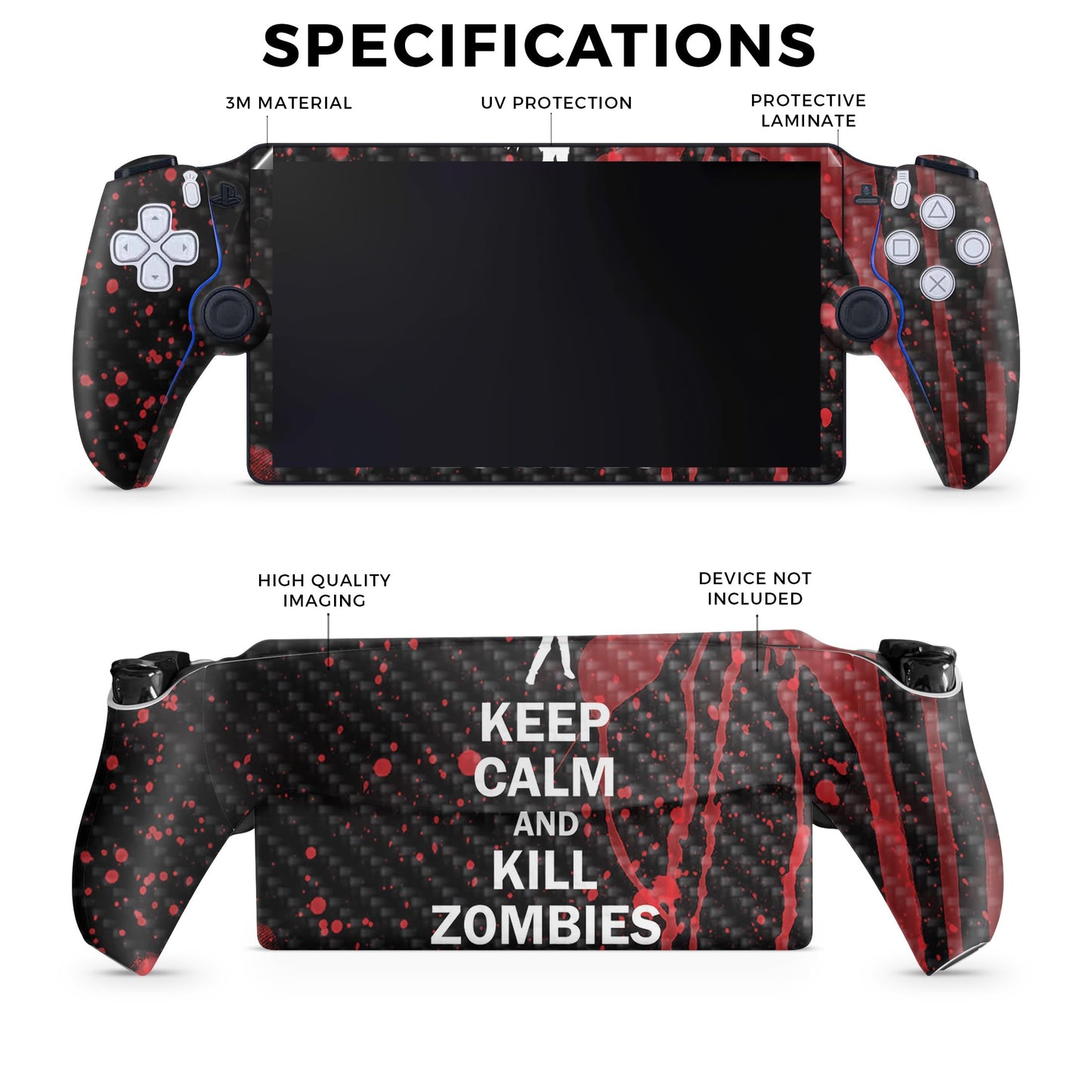 Carbon Fiber Gaming Skin Compatible with PS5 Portal Remote Player - Kill Zombies - Premium 3M Vinyl Protective Wrap Decal Cover - Easy to Apply |