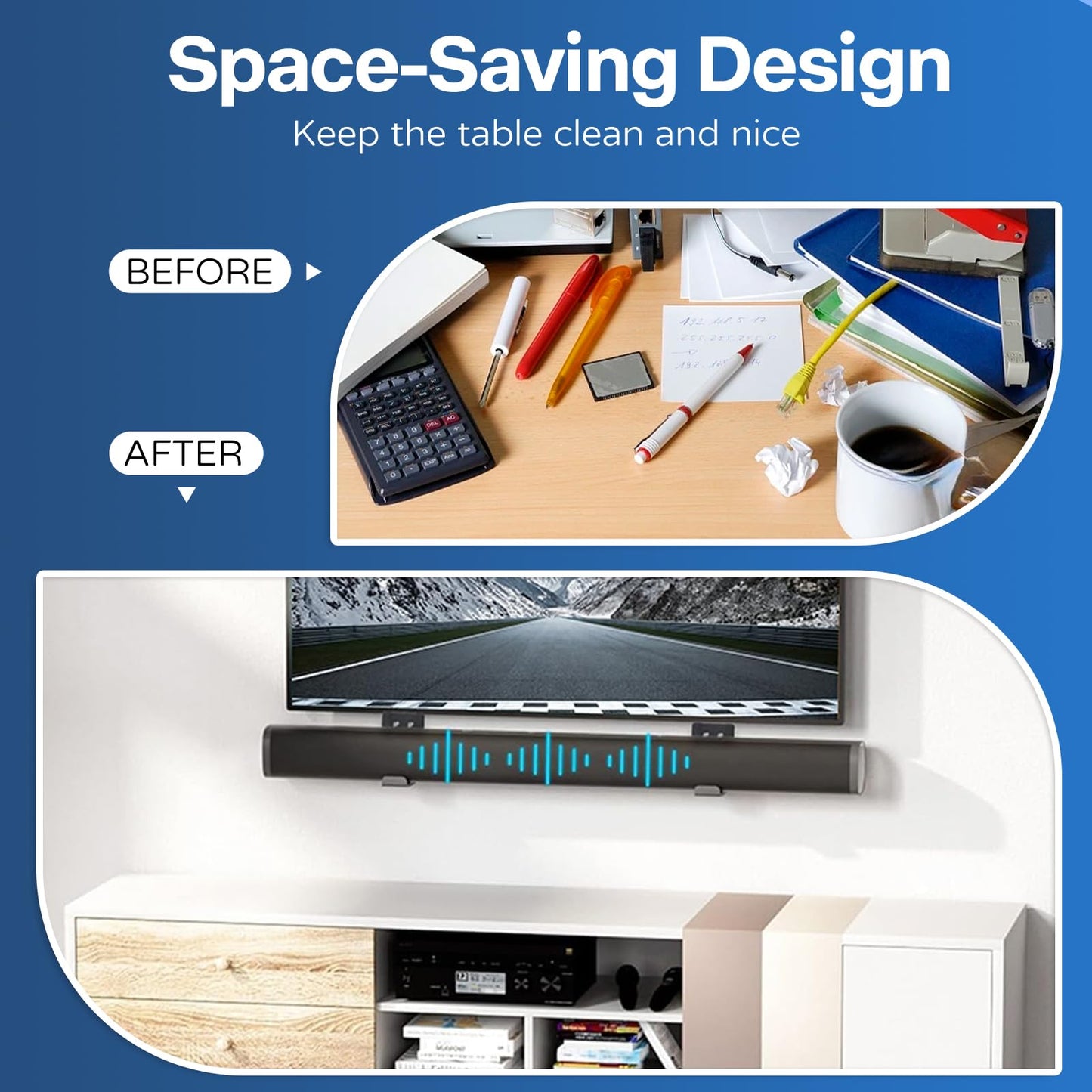 Soundbar Wall Mount Bracket - Universal Speaker Mounting for Samsung, Sony, LG, Vizio, Bose, JBL and More, Sound Bar Mounts for Living Room, Bedroom