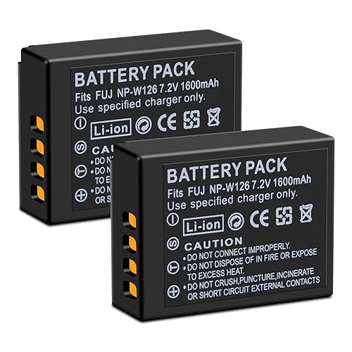 SUGUBU 2-Pack NP-W126/NP-W126S Battery(1600mAh) for Fujifilm X-T100 X-T200 X100F X100V X-S10 X-A3 X-A X-A10 X-E2S X-E3 X-E4 X-H1 X-M1 X-Pro2 X-Pro3