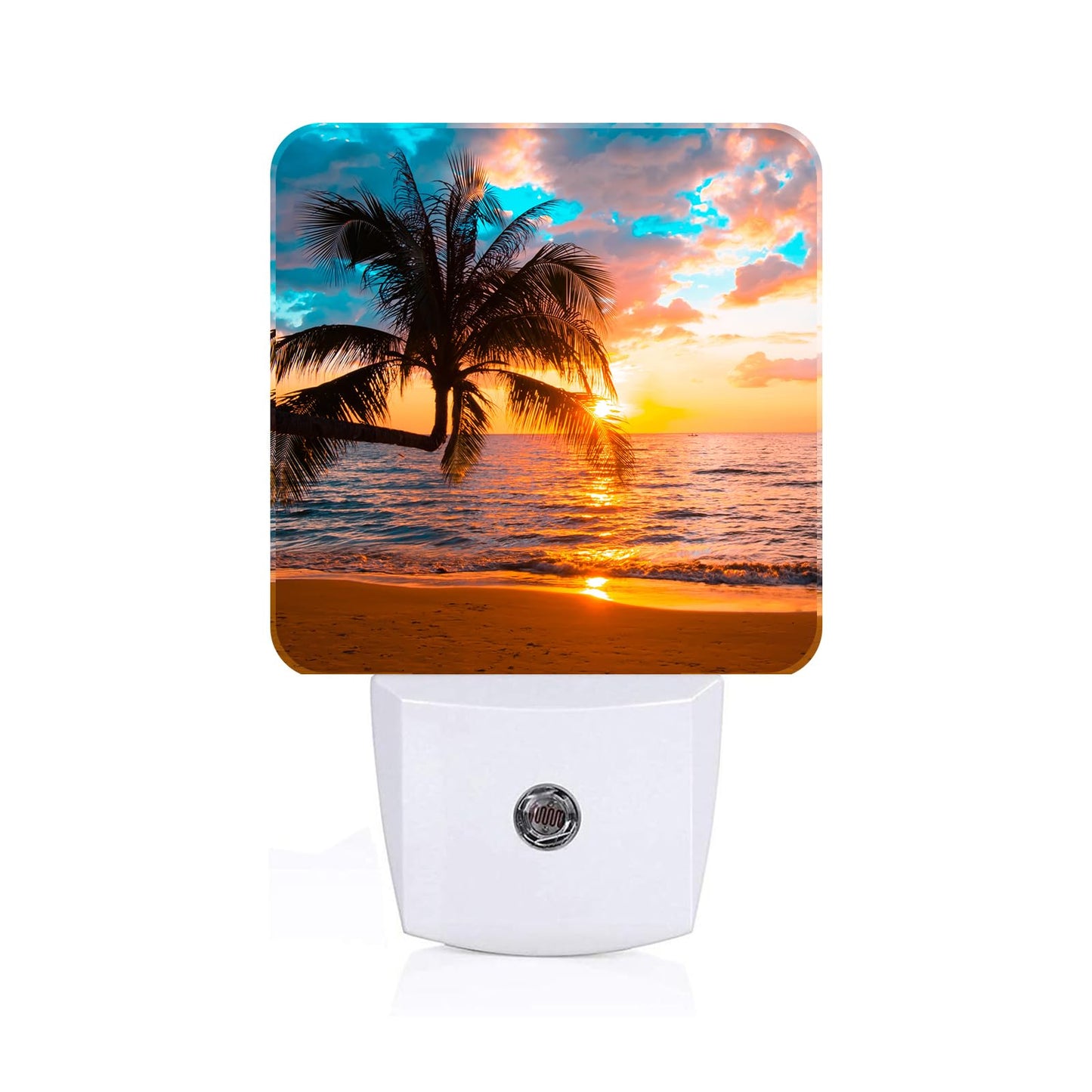 FSHVQKD Summer Sunshine Beach Night Light,Plug Into Wall Decor for Stairway,Hallway,Kitchen,Dusk to Dawn Sensor Nightlights for Boys/Girls/Women/Men