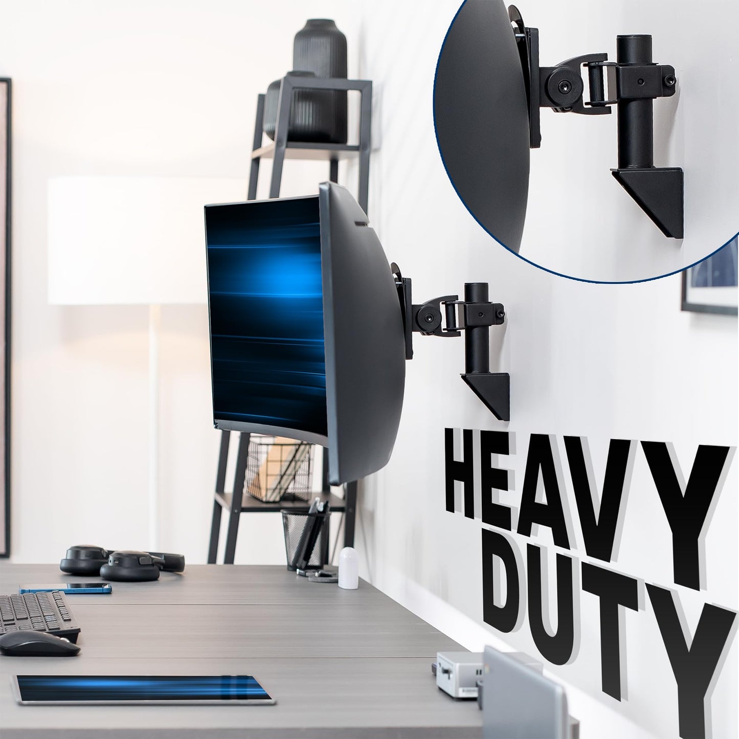 VIVO Single Ultrawide Monitor Wall Mount for Up to 49 inch Screens, Articulating and Height Adjustable, Holds Ultra Wides Up to 44 lbs, Black
