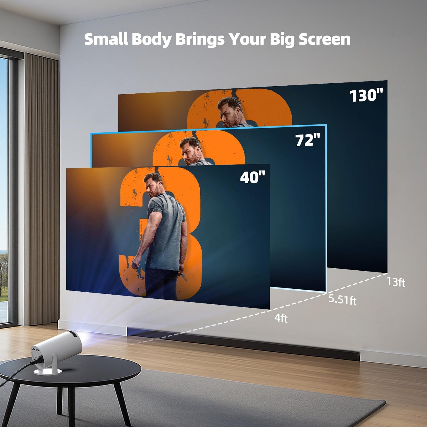 Mini Portable Projector with WiFi and Bluetooth, Movie Proyector Support 4K Built-in Apps 220° Rotation Auto Keystone Smart Projector for Bedroom