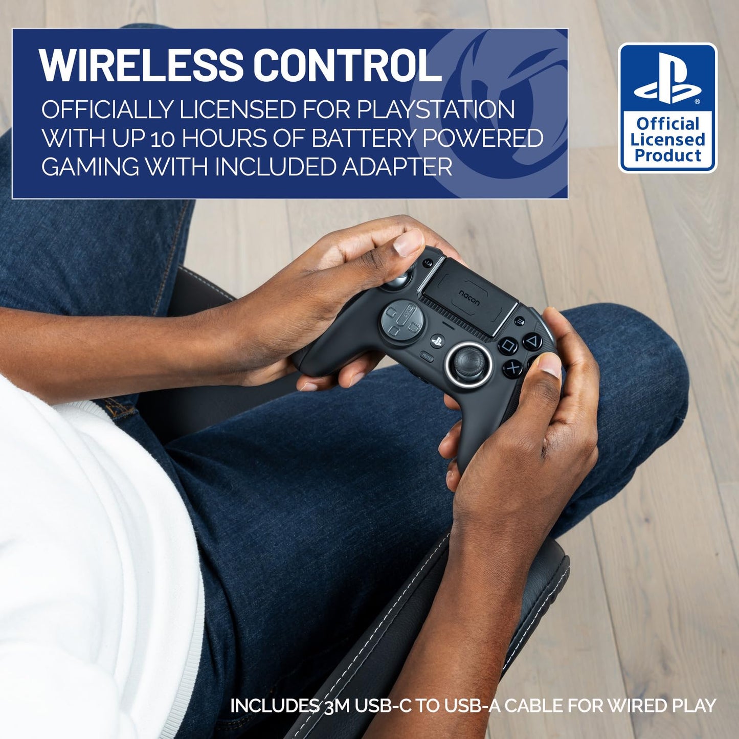 NACON Revolution 5 Pro Officially Licensed PlayStation Wireless Gaming Controller for PS5 / PS4 / PC - Hall Effect, Trigger Stops, Mappable Buttons