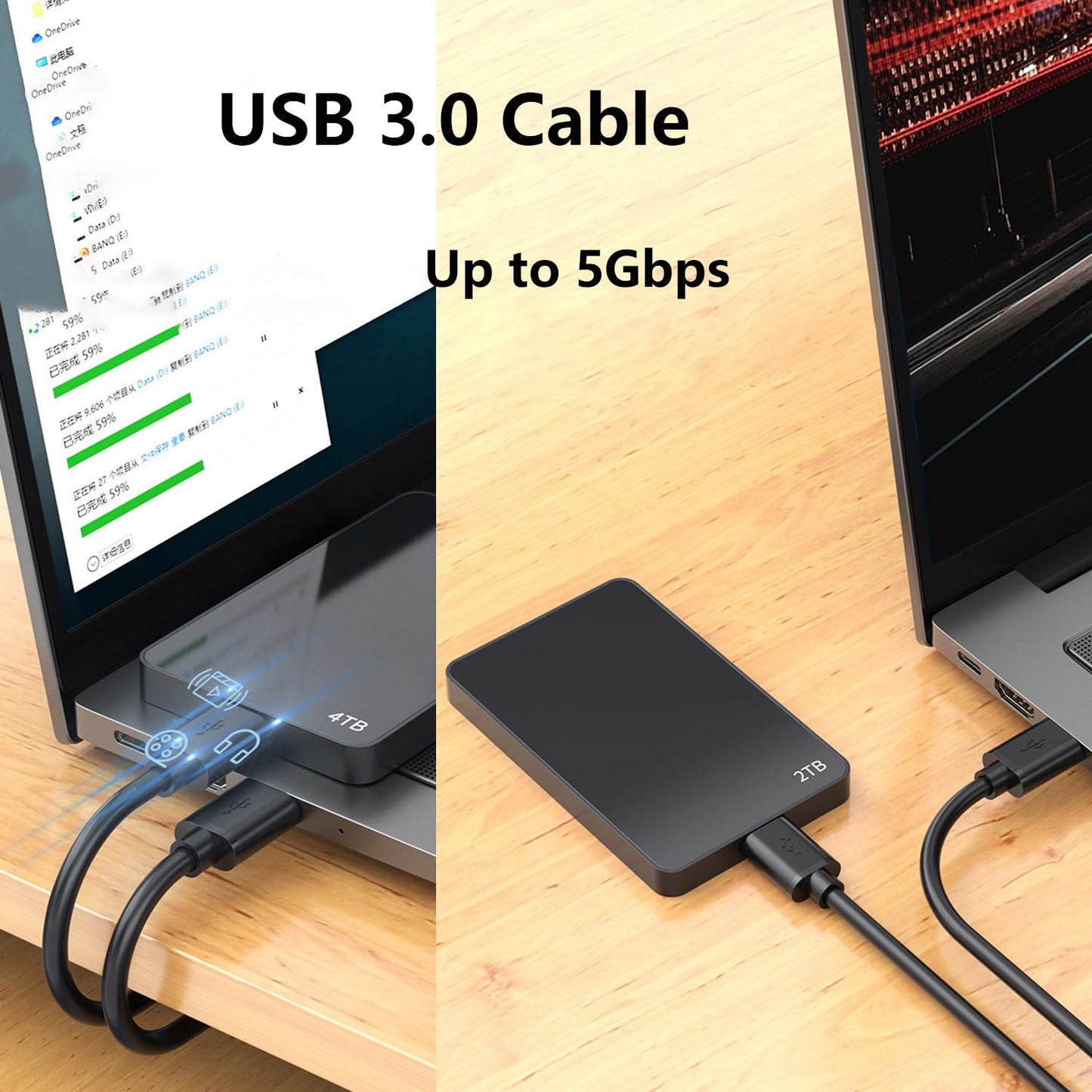 Pocxwa USB 3.0 A to A Male Cable, USB Male to Male Double End Cord 5ft Compatible with Hard Drive Enclosures, DVD Player, Laptop Cooling Fan/Pad