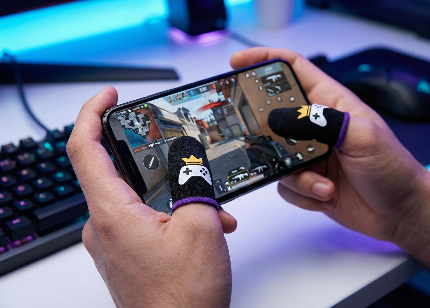 King of The Game - Improved Materials Gaming Finger Sleeves (6 Pack) for Touch Screens and Controllers. Skin-Protective, Ultra-Sensitive