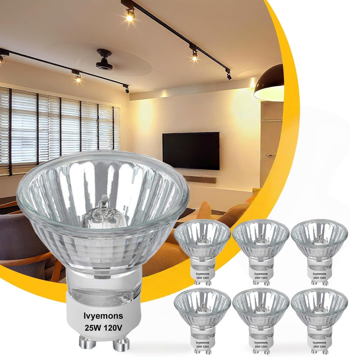 Ivyemons GU10+C 120V 25W Halogen MR16 Bulbs Dimmable for Candle Warmer
