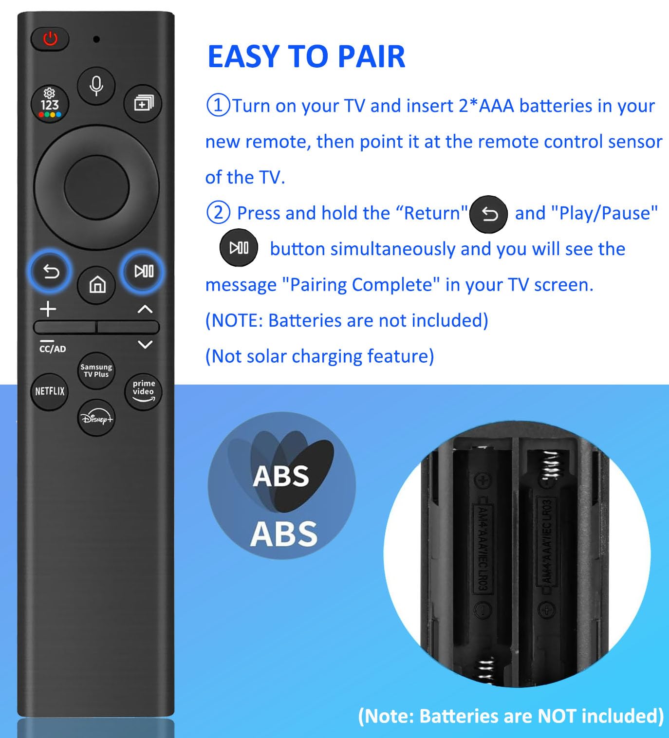 Voice Replacement Remote Control for All Samsung TV, Compatible for All Samsung TV Crystal UHD/Neo QLED/OLED/The Frame 4K 8K Smart TVs, 4 Shortcut