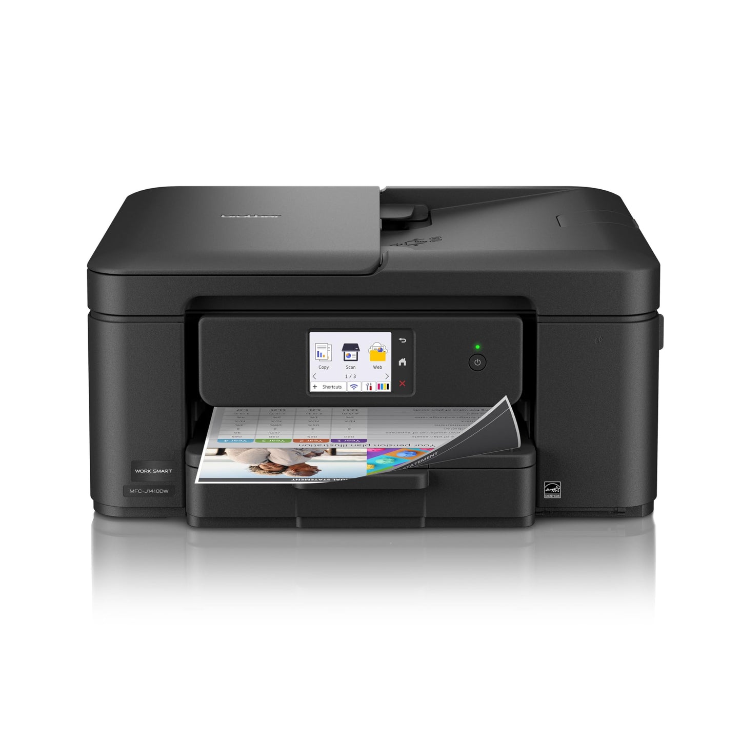 Brother Work Smart 1410 Wireless Color Inkjet All-in-One Printer with 2.7” Touchscreen and Automatic Duplex Printing | Includes Refresh Subscription
