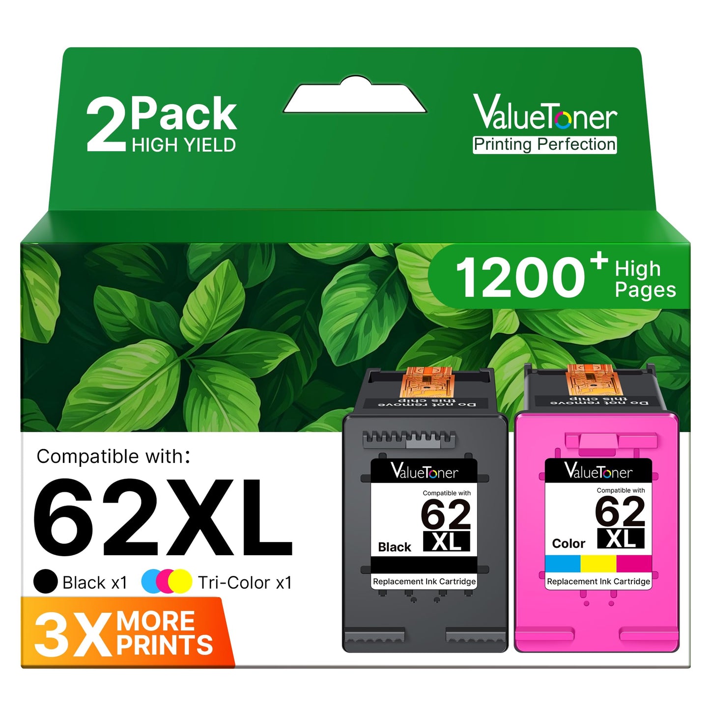 62XL Ink Cartridges for HP Ink 62 for HP 62XL Ink Cartridge Combo Pack