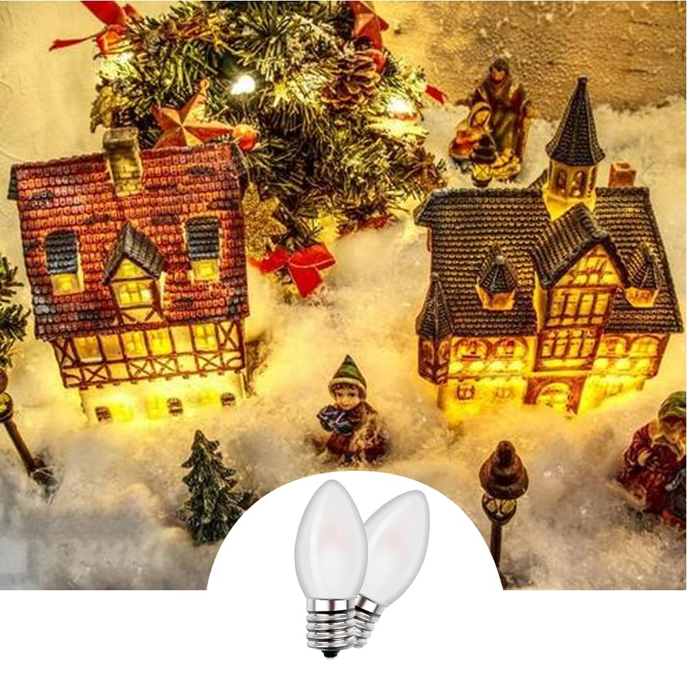 C7 Candelabra Led Light Bulbs, Small Night Light Bulb,0.5W Equivalent to 4 Watt 5 Watt Incandescent,Christmas Village Replacement Bulbs-E12 Base 2700K