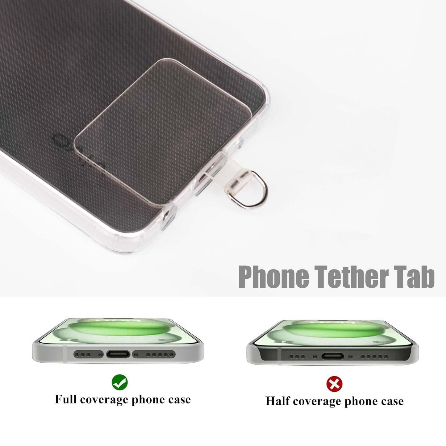POHFP 10 pack Transparent Phone Tether Tab,Cell Phone Tether Replacement for iPhone Smartphone Case & Other CellPhone Case,No Adhesive,CellPhone Strap