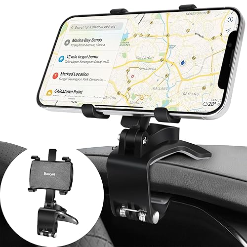Bawyot Car Phone Holder Dashboard Phone Mount 360 Degree Rotation Multifunctional Clip Design Car Universal Phone Mount Compatible with 4-7 inch