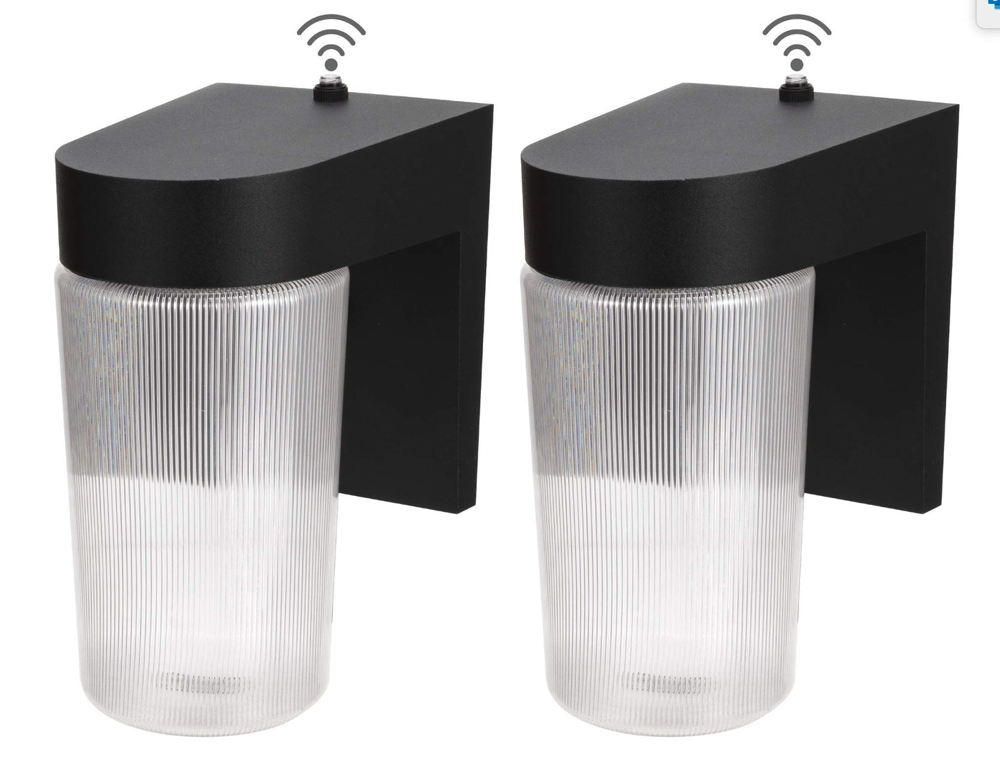 LIT-PaTH Dusk to Dawn Outdoor Wall Lantern, LED Jelly Jar Light, 11W 800 Lumens, 5000K Daylight White, Aluminum Housing Plus Clear Shade, Matte Black