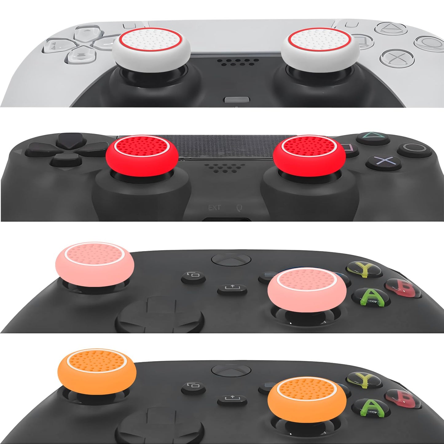 AMOACCESSORIES 16 Pieces Rainbow Colors Thumb Grips Caps Joystick Cover Controller Performance for Games,Compatible with PlayStation PS5,PS4,Xbox