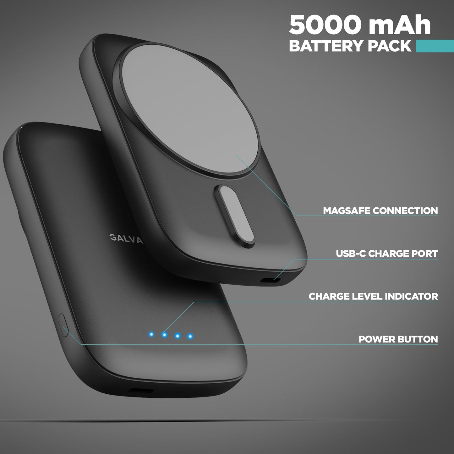 Galvanox Magnetic Power Bank for Samsung Phones (15W) Wireless Charging Battery Pack for Android, Galaxy S24 S25 Plus, S26 Ultra (Compatible
