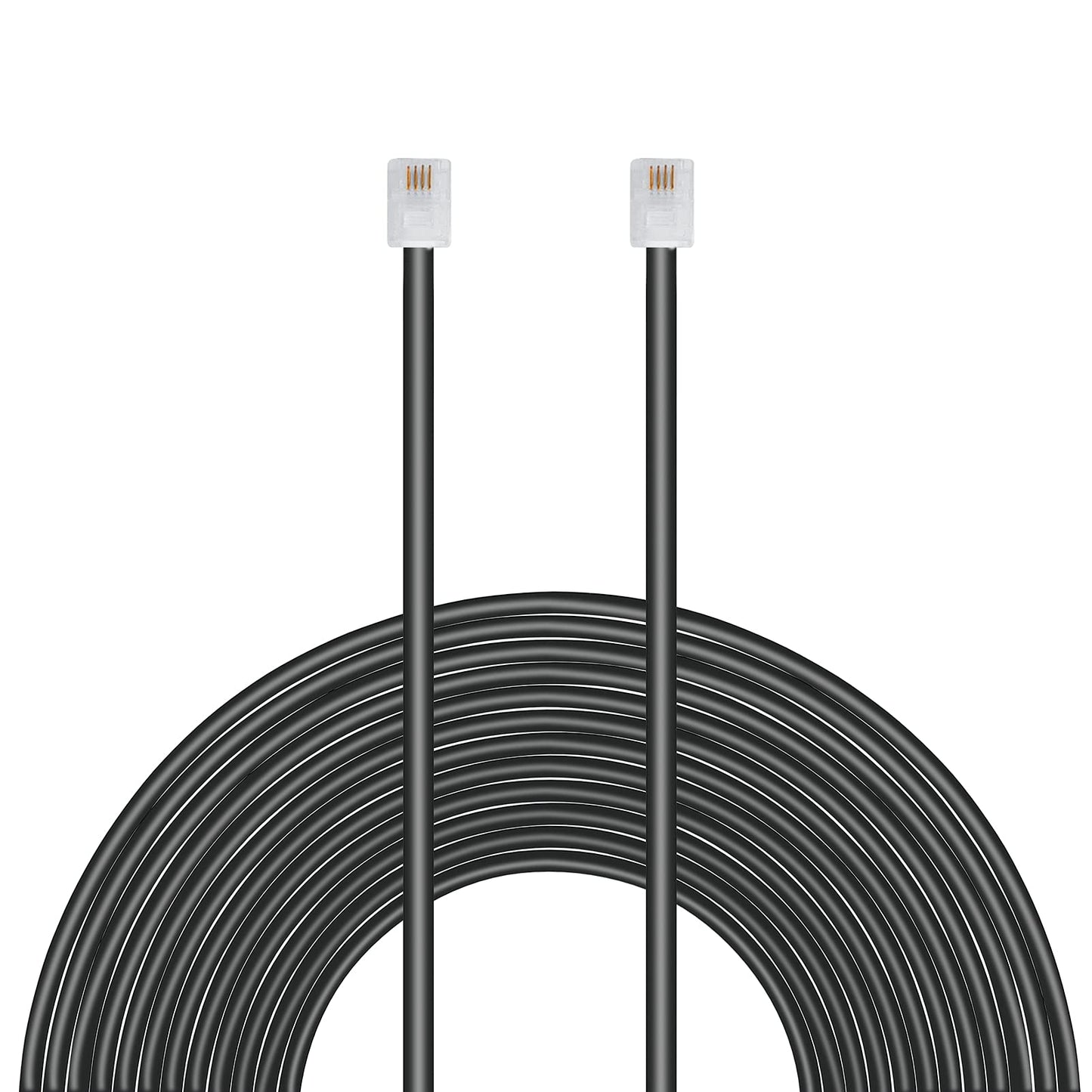 Uvital 33 Feet Telephone Landline Extension Cord Cable Line Wire with Standard RJ-11 6P4C Plugs(10M,1Pack) (Black)