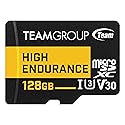 TEAMGROUP HIGH Endurance 128GB Micro SDXC UHS-I U3 V30 4K 100MB/s (Designed for Monitoring) Stable Durable Long Lasting Flash Memory Card, Support 4K