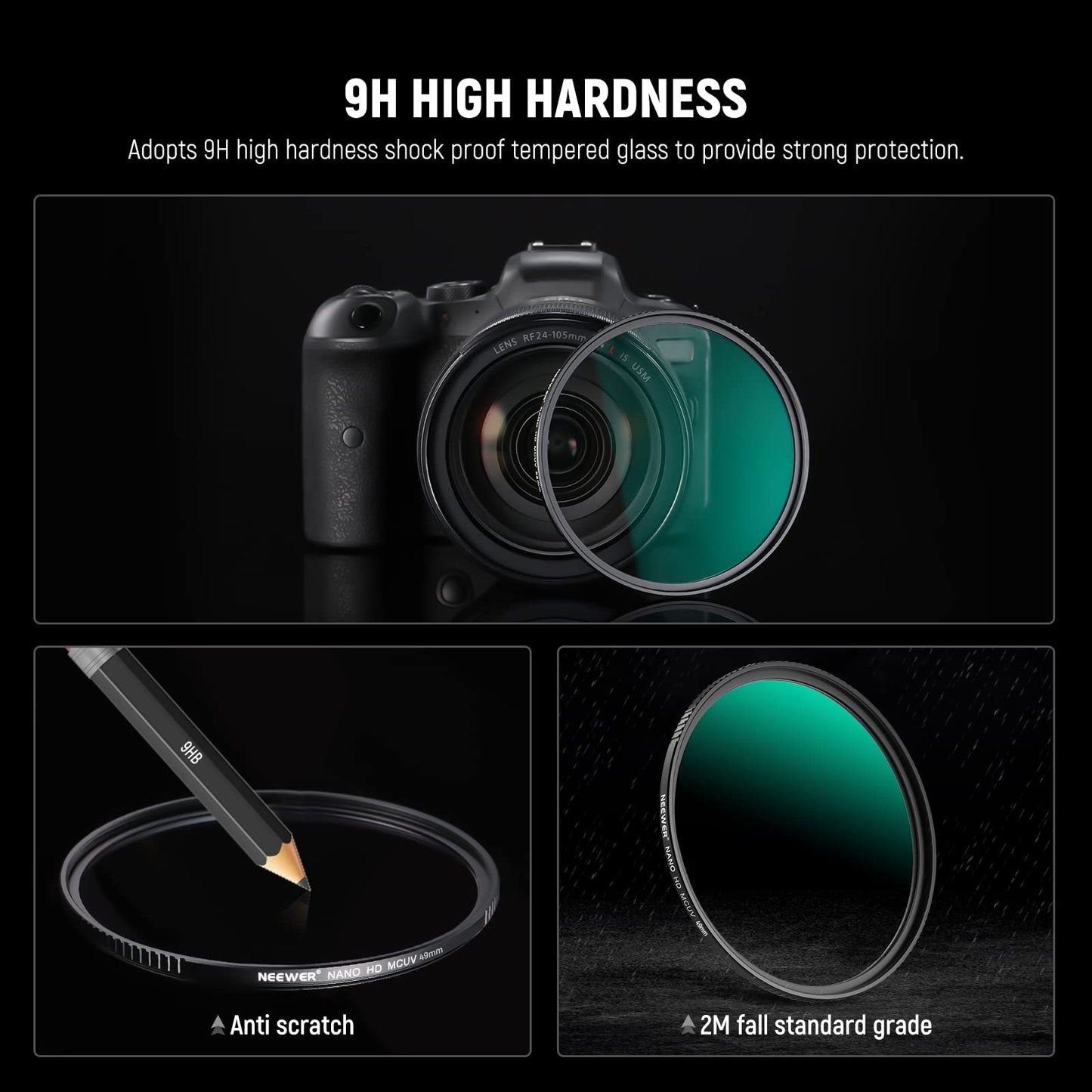 NEEWER 49mm UV Filter? Ultra Slim UV Protection 49mm Camera Lens Filter with 9H High Hardness Tempered HD Optical Glass/Aluminum Alloy Frame/30 Layers