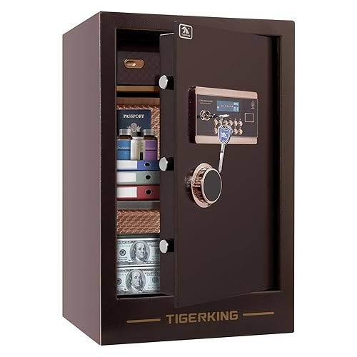 TIGERKING 3.47 Cuft Large Heavy Duty Safe Box, Digital Security Home Safe with Combination Lock Built-in Lockable Box, Dual Alarm System Safes