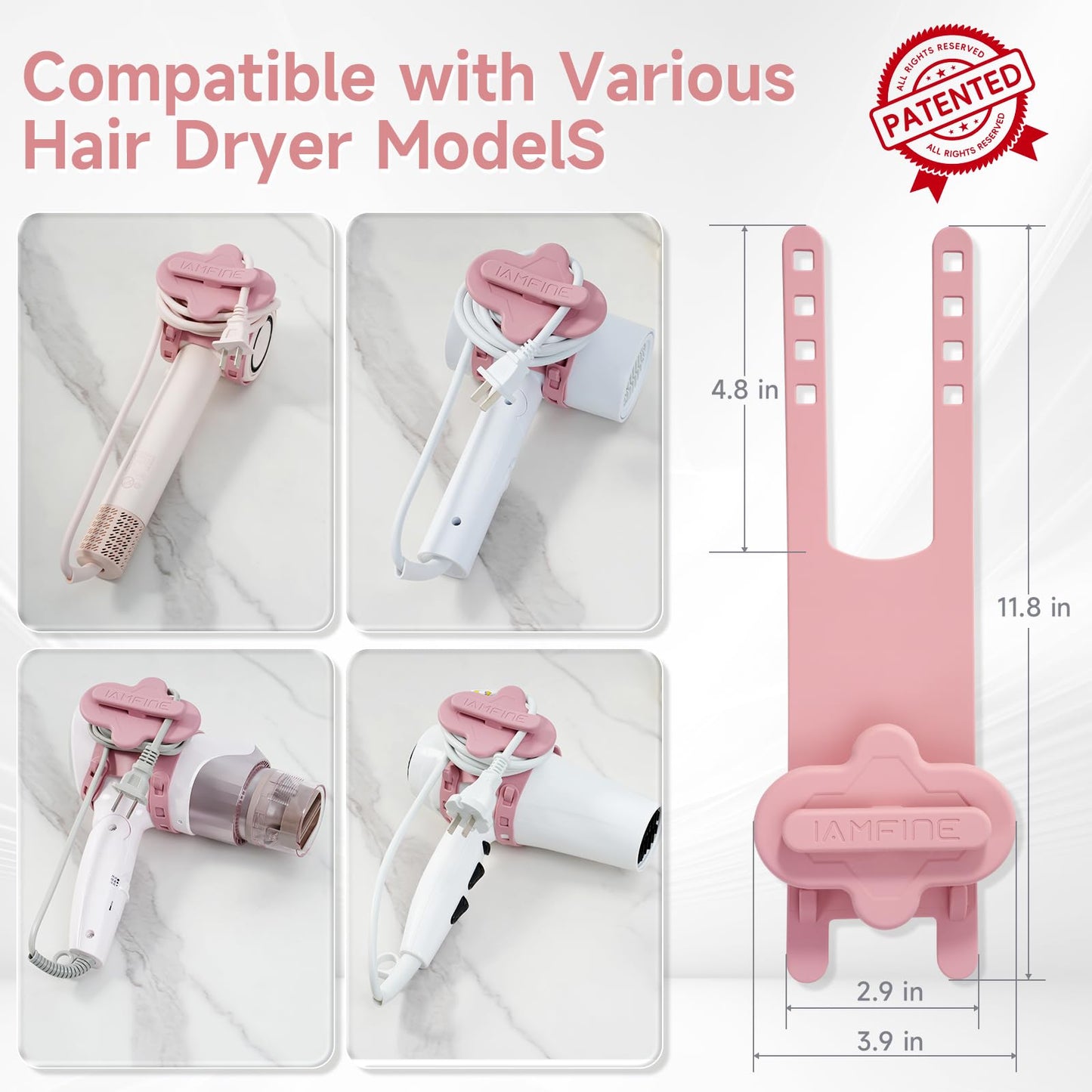 Cord Organizer Strap for Hair Dryer, Innovative Hair Dryer Cord Adjustable Organizer Straps, Soft Silicone Winder Organizer Wire Wrapper, Compatible