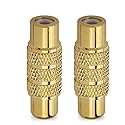HTTX Premium Female to Female RCA Connector A/V Joiner Video and Audio Coupler Metal Adapter Component Gold Plated (2-Pack)