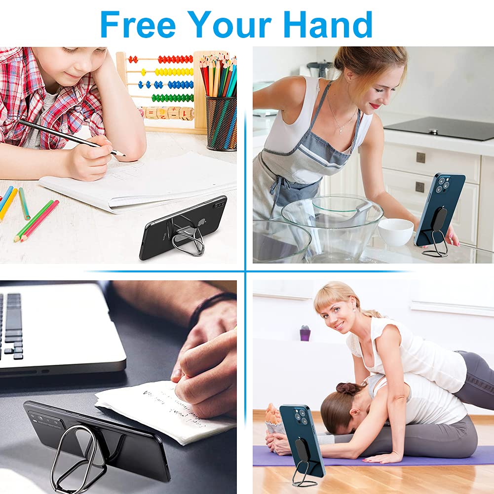 Cell Phone Ring Holder Finger Kickstand, CLZWiiN Foldable 360° Rotation Cellphone Stand for Desk, Office Desktop, Magnetic Car Mount, Metal