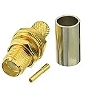 Eightwood 10pcs SMA Female Bulkhead Crimp Connector for RG58 RG142 LMR195 Cable