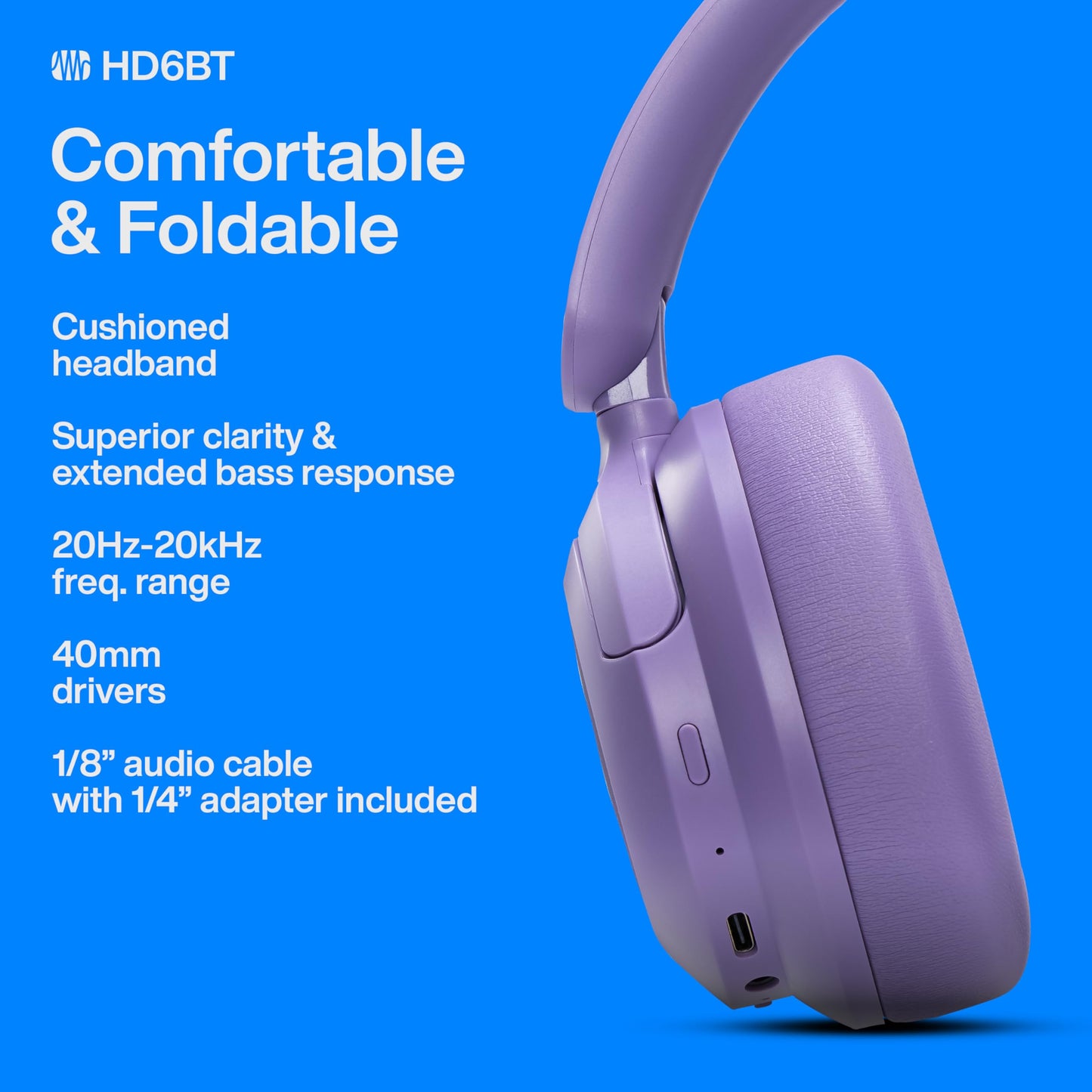 PreSonus Eris HD6BT - Over-Ear Closed-Back Wireless Headphones, Bluetooth, ANC Noise Cancelling, Up to 60 Hours Battery Life, Studio Headphones…