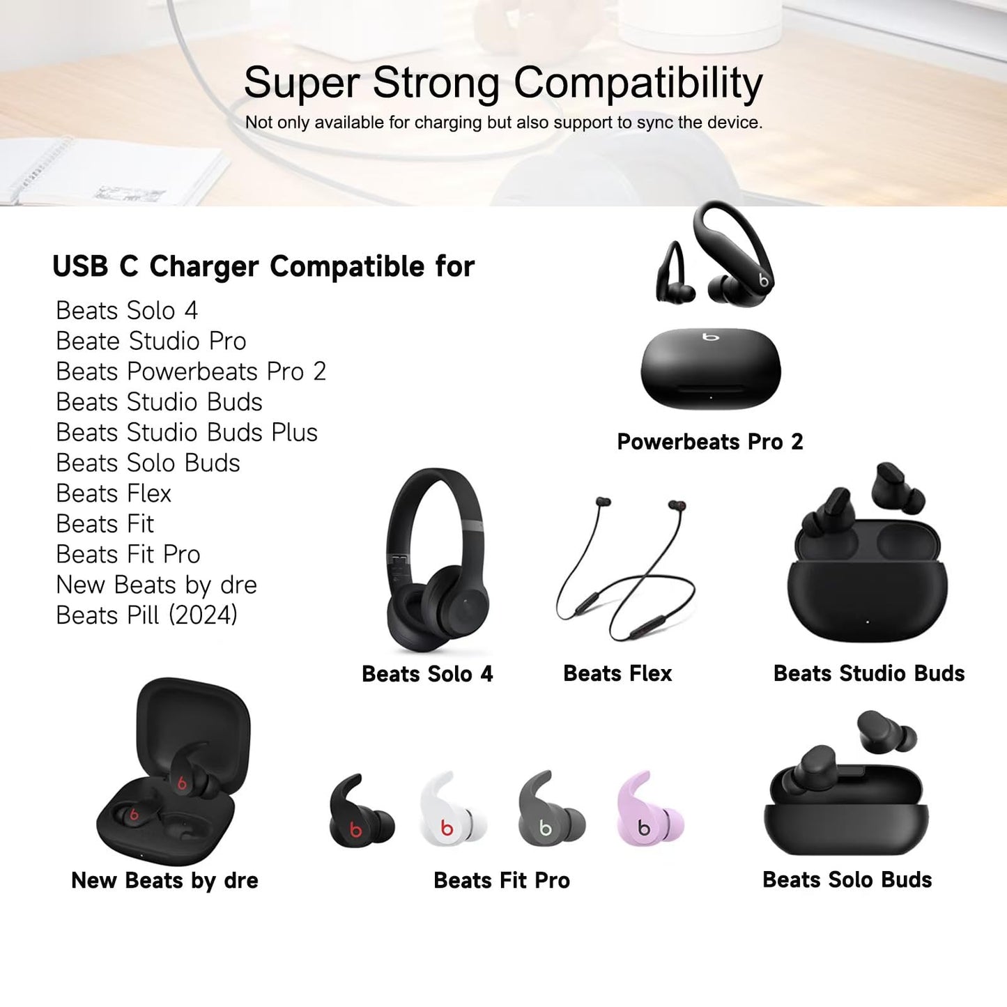 20W USB Type C Charger Adapter Block for Beats Powerbeats Pro 2 Earbuds Beats Solo 4, Beats Studio Buds Pro/Plus, Beats Flex Pro/Pill 2024, Beats
