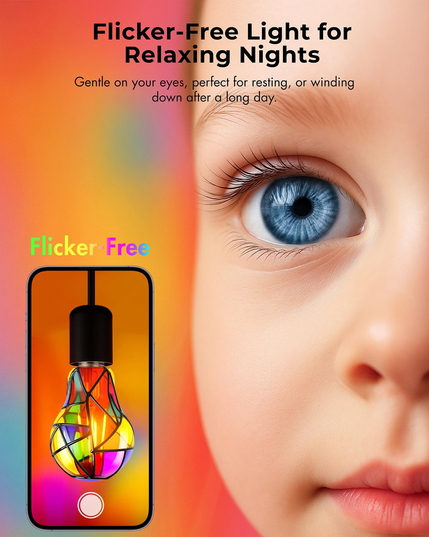 Eternyx Dimmable LED Stained Glass Light Bulb, Hand-Painted for Home Decor