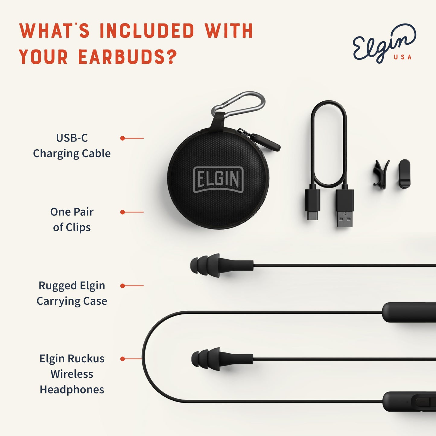 Elgin Ruckus Wireless Bluetooth Earplug Headphones, 25 dB Noise Reduction Ear Plug Earbuds, Noise Cancelling Mic, 12 Hour Battery, IP65 sweatproof