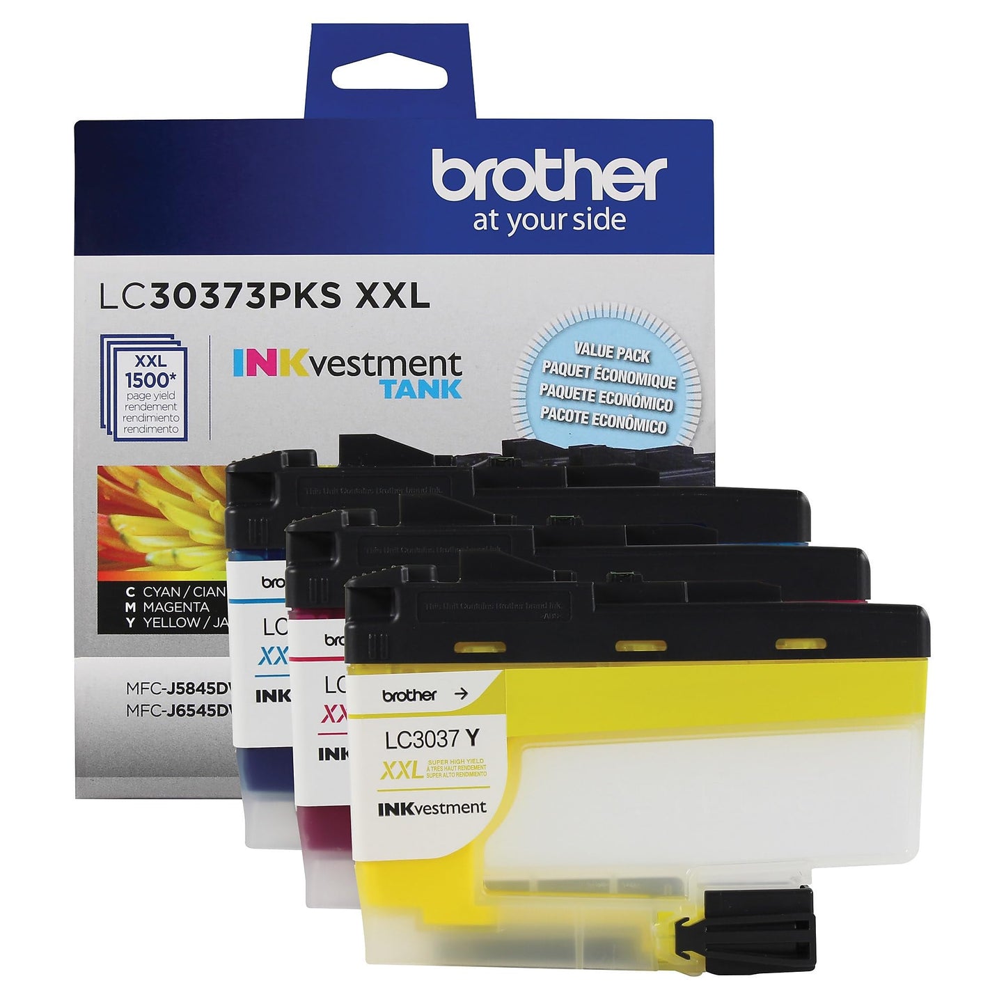 Brother Genuine LC30373PKS, 3-Pack Super High-Yield Color INKvestment Tank Ink Cartridges, Includes 1 Cartridge Each of Cyan, Magenta and Yellow Ink
