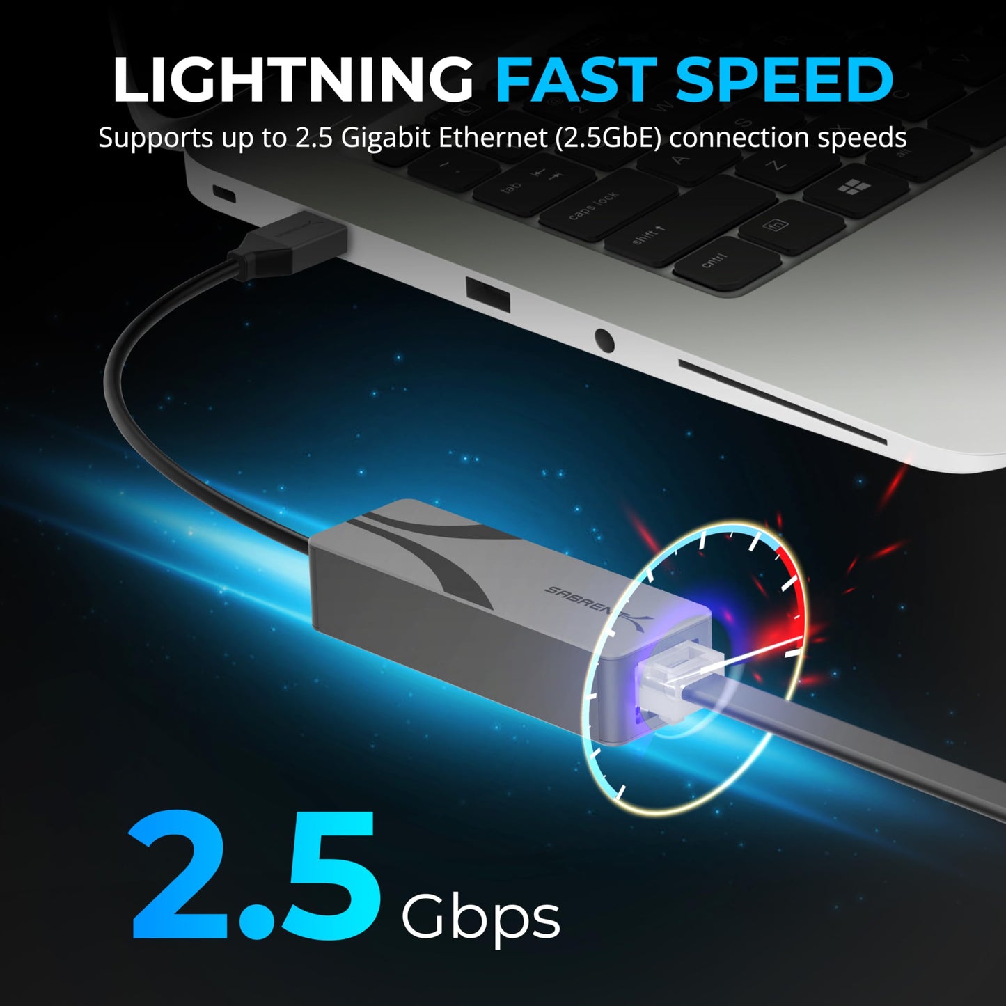 SABRENT USB-A to 2.5Gbps Ethernet Adapter, Multi-Gig (NT-UA25)