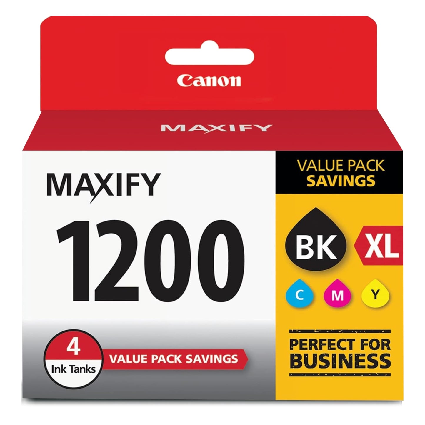 Canon PGI-1200 XL Genuine Four Color Value Pack, Compatible with MAXIFY: MB2120, MB2720, B2020, and MB2320 (Optional) Printers