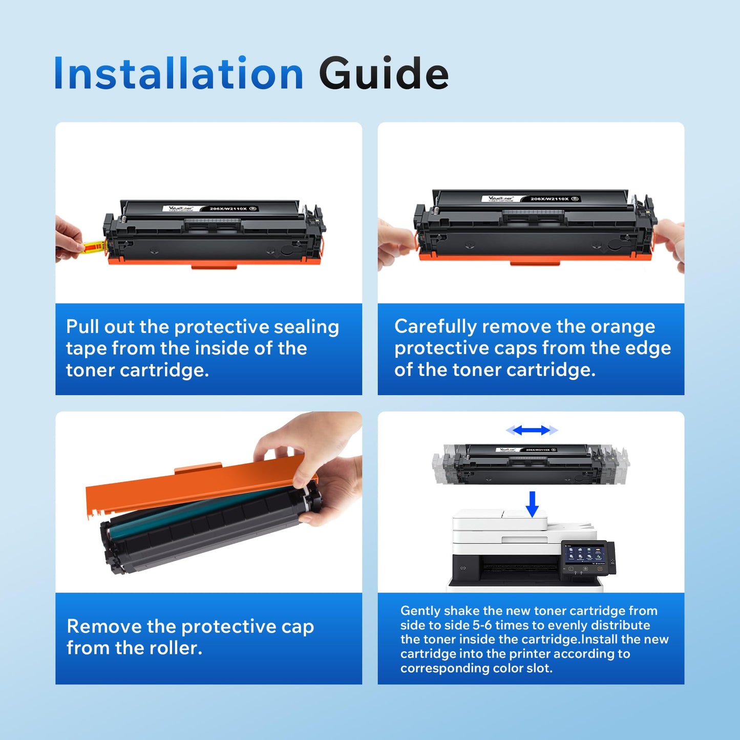206X Black Toner Cartridge Compatible Replacement for HP 206X 206A W2110X W2110A Work for HP Color LaserJet Pro MFP M283fdw M255dw M283 M255 Printer