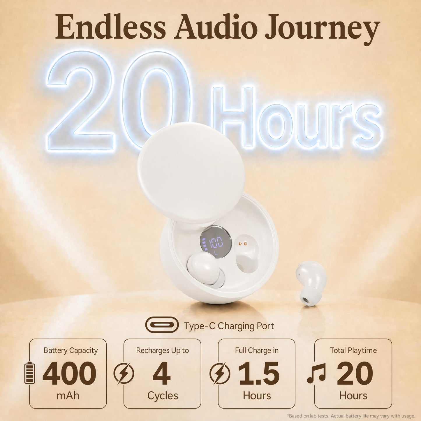 Honcas Mini Invisible Bluetooth Earbuds, Wireless for Small Ears (White)