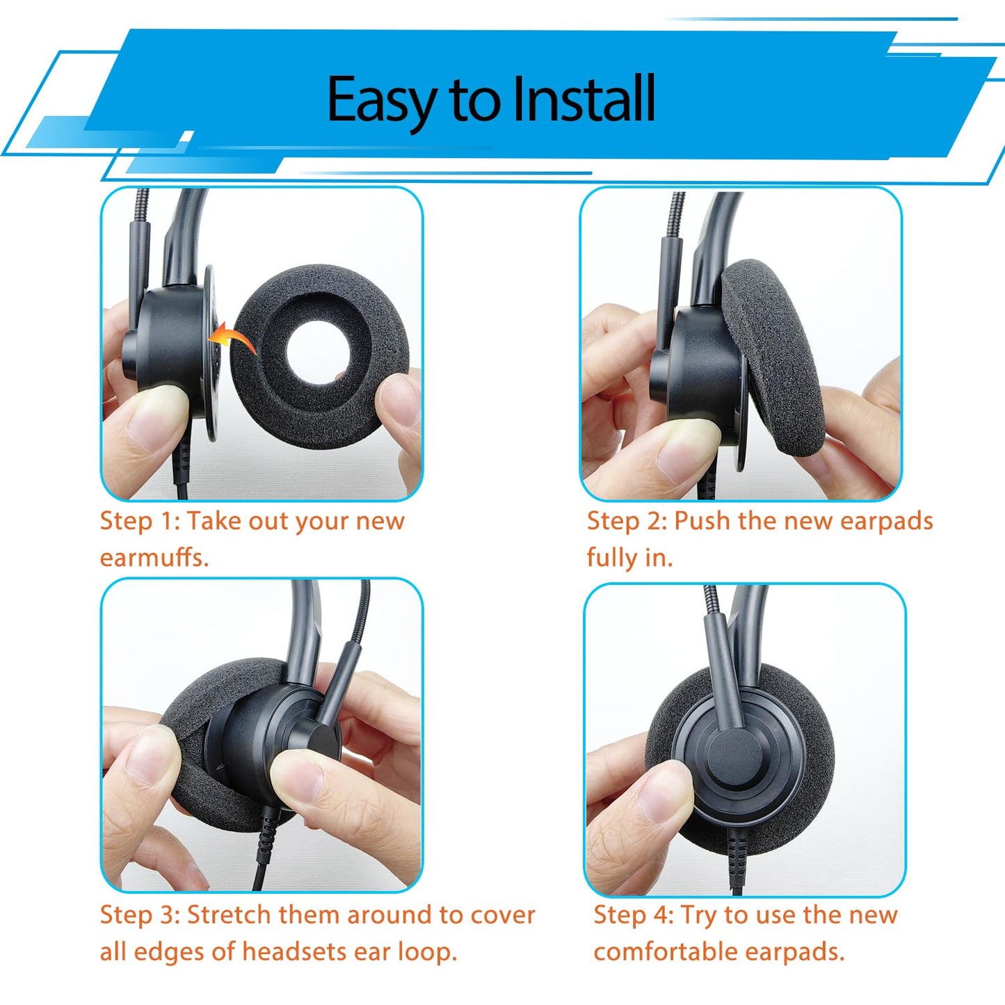 Ear Cushions for Plantronics Headset, Foam Ear Pads Replacement for Plantronics Blackwire 3210 3220 3320 C320 C3225 HW251N HW261N HW510 HW520 Jabra
