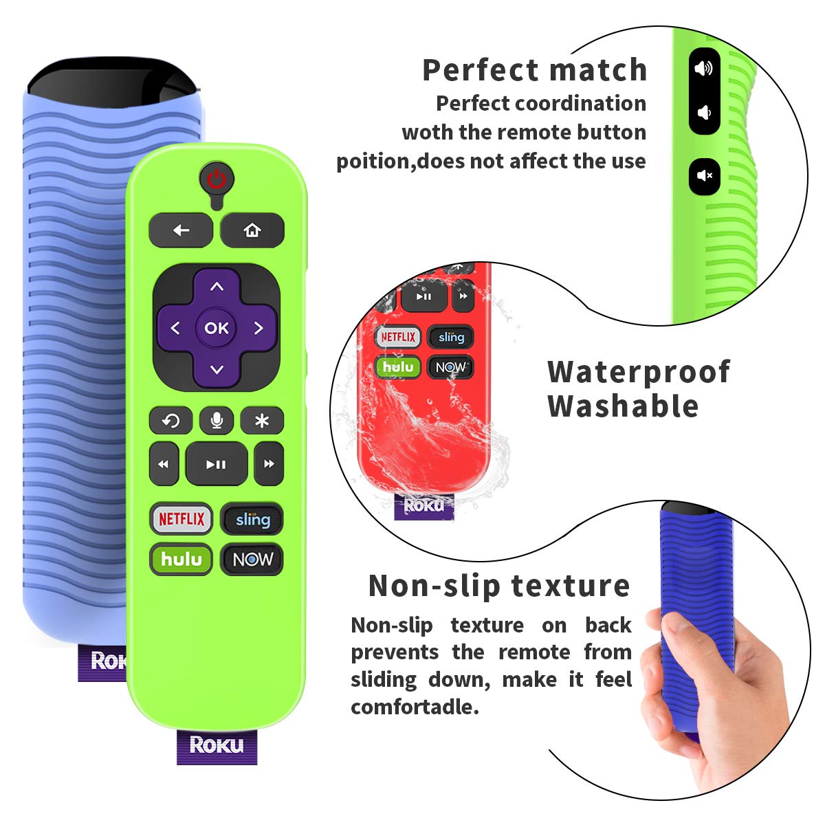 (4-Pack) for 3600R TCL Roku TV Stick Remote Case Cover,TOLUOHU for TCL Roku Remote Control,Cover Roku Express Skin Sleeve Silicone Shockproof