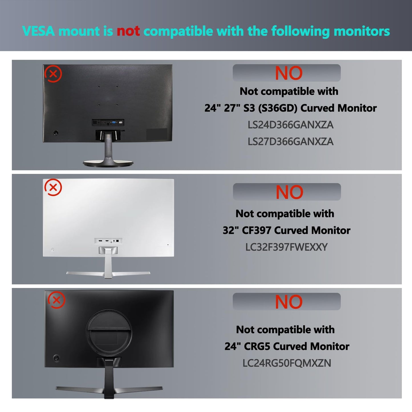 S39C Mount Adapter Compatible with Samsung S39C T55 Curved Monitor?Fits LC27T550FDNXZA, LC32T550FDNXZA, LS27C394EANXGO, LS32C394EANXGO