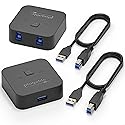 Plugable USB 3.0 Sharing Switch, One-Button USB A Switch to Share Devices Between 2 Computers | KVM Switch for Keyboards, Docking Stations & More