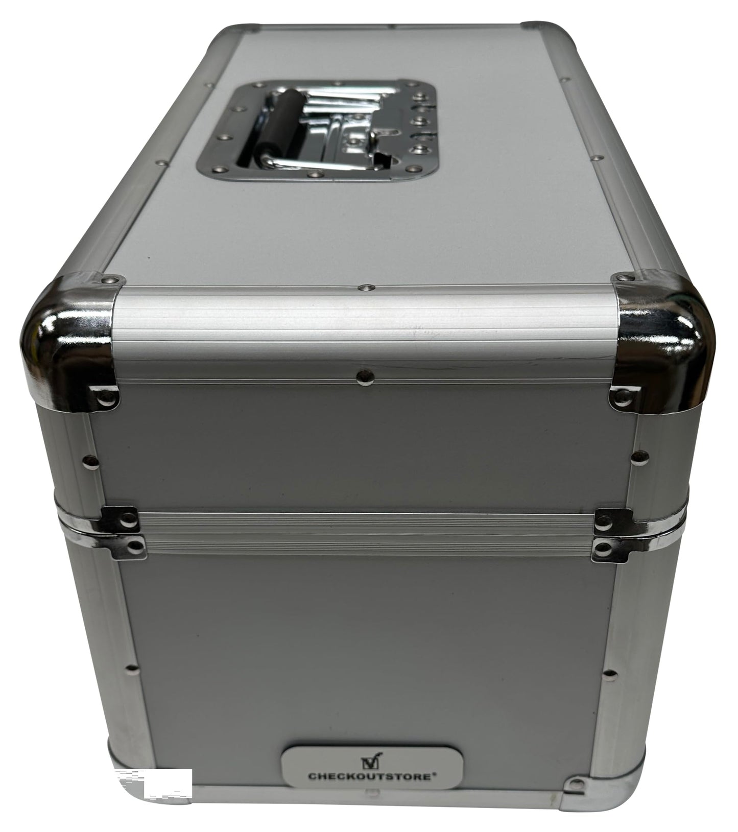 CheckOutStore Silver Aluminum 7" 45 RPM Record Storage Box (Holds Up to 200 Records)