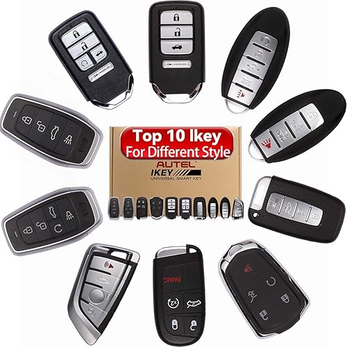 Autel Ikey MaxiIM IKEYTOP10 Universal Smart Key 10 Pack, for Chrysler Dodge Hyundai BMW GM H0nda Nissan Vehicles Key Replacement, 315/433MHz