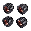 Alphacool HF G1/4" Male to Female Extender Fitting, 10mm, Deep Black, 4-Pack
