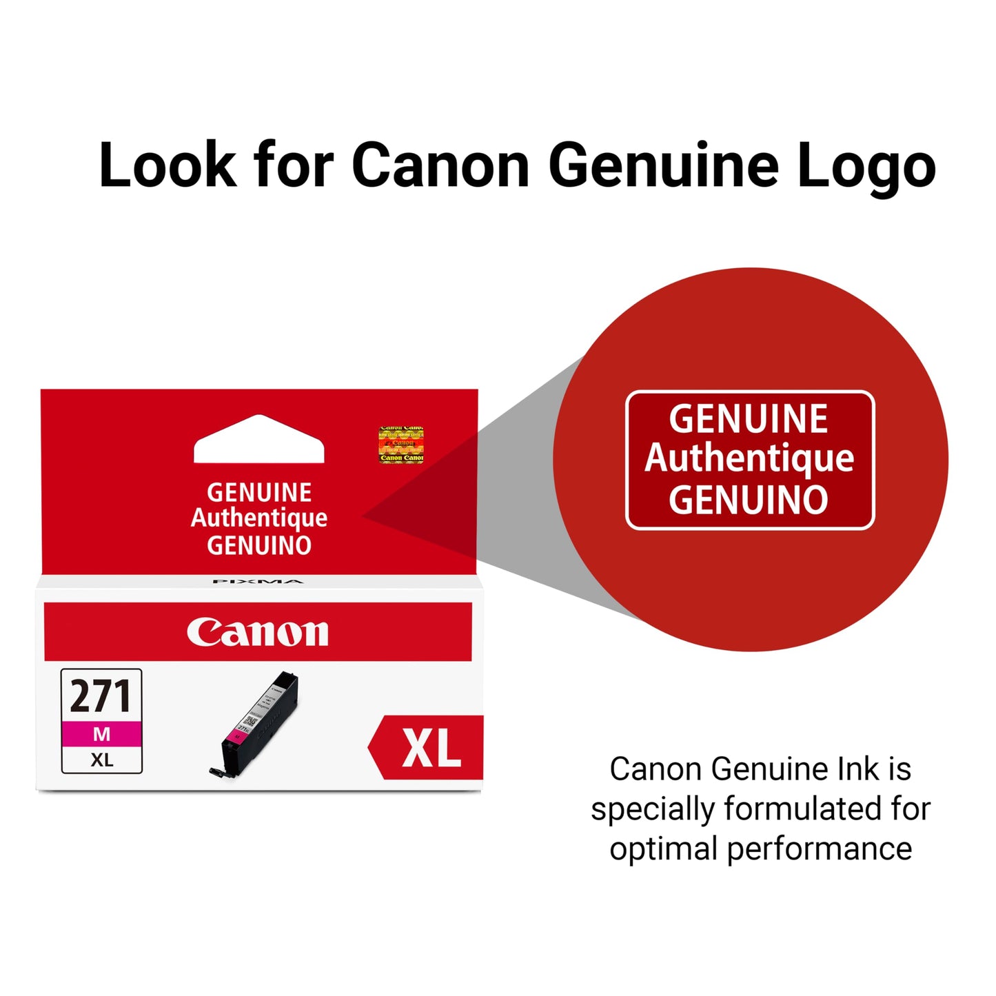 Canon CLI-271XL Genuine Magenta Ink Tank, Compatible with MG6820, MG6821, MG6822, MG5720, MG5721, MG5722, MG7720, TS5020, TS6020, TS8020, and TS9020