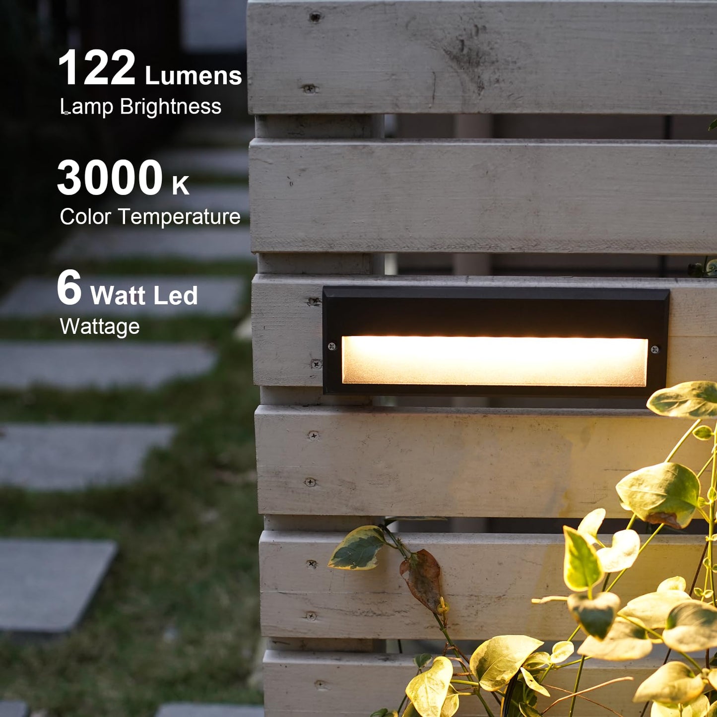 GOODSMANN Low Voltage Step Lights 10.6 Inch Outdoor 12V AC Landscape Stair Lights Wired 2PK 6W LED Electric Outdoor Deck Lighting Black Metal 122