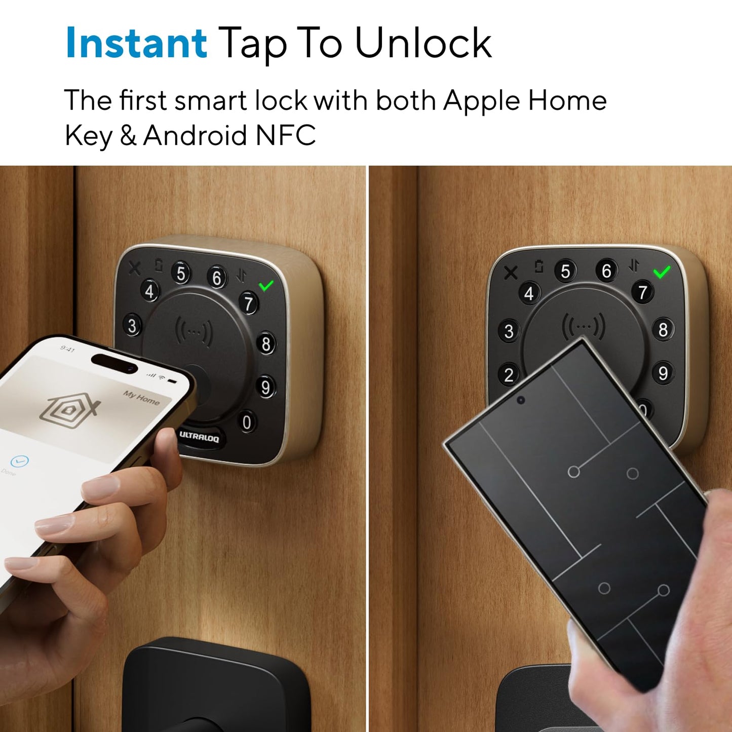 ULTRALOQ Bolt NFC, World's First Smart Lock with Apple Home Key and Android NFC Tap to Unlock, Built in Wi-Fi Deadbolt, Remote Control, Works