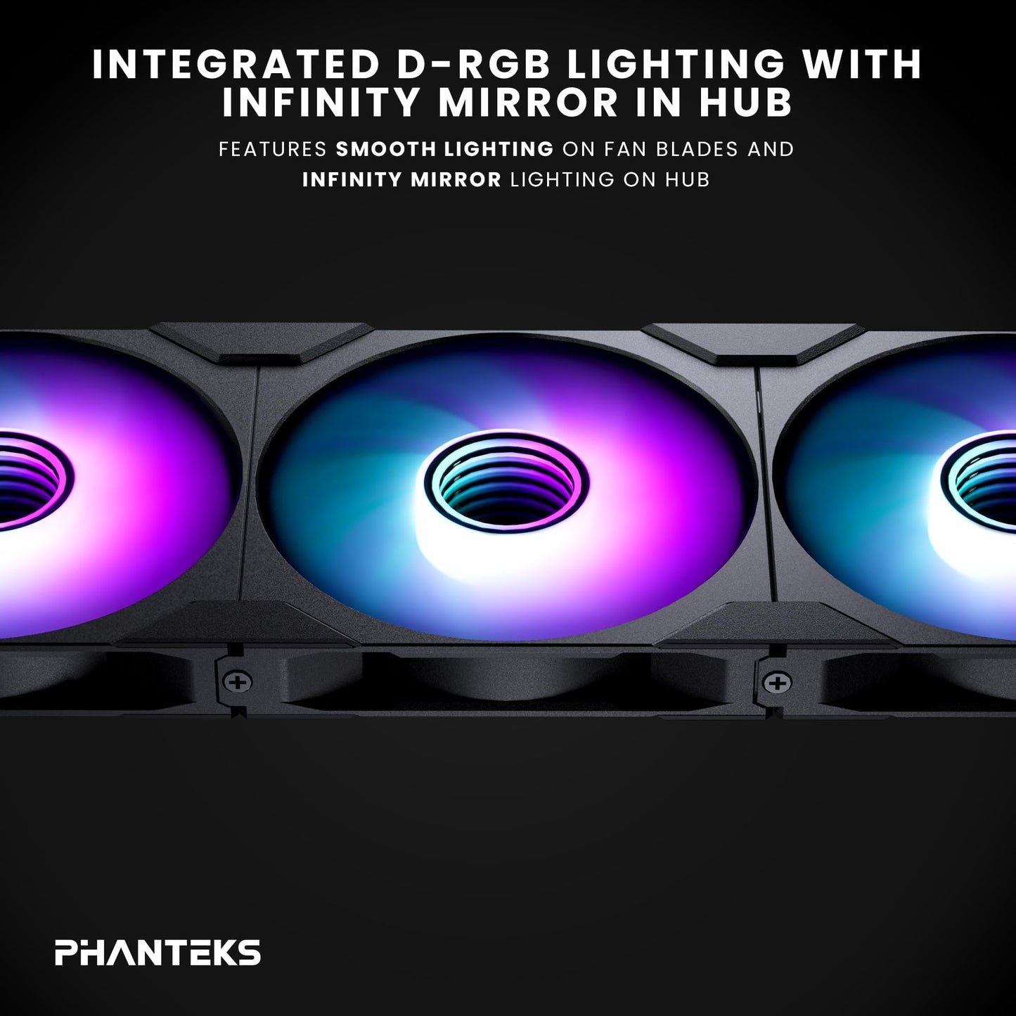 Phanteks M25-140 Gen2 Triple Pack, 3X 140mm ARGB High Performance Cooling Fans, Daisy-Chain Unified Fan Frame, Infinity Mirror hub, Single Cable