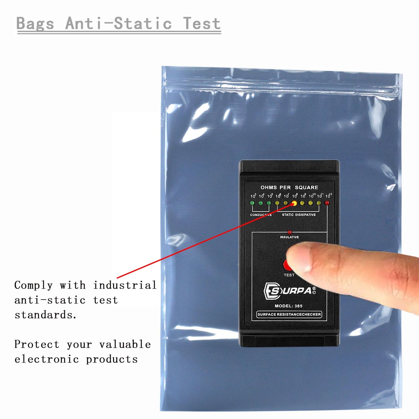 50Pcs 8.27 * 9.45in ESD Bags,Resealable Antistatic Bags for SSD HDD with 50pcs Labels,Anti Static Bag for Hand Drive or Varieties of Electronic Device