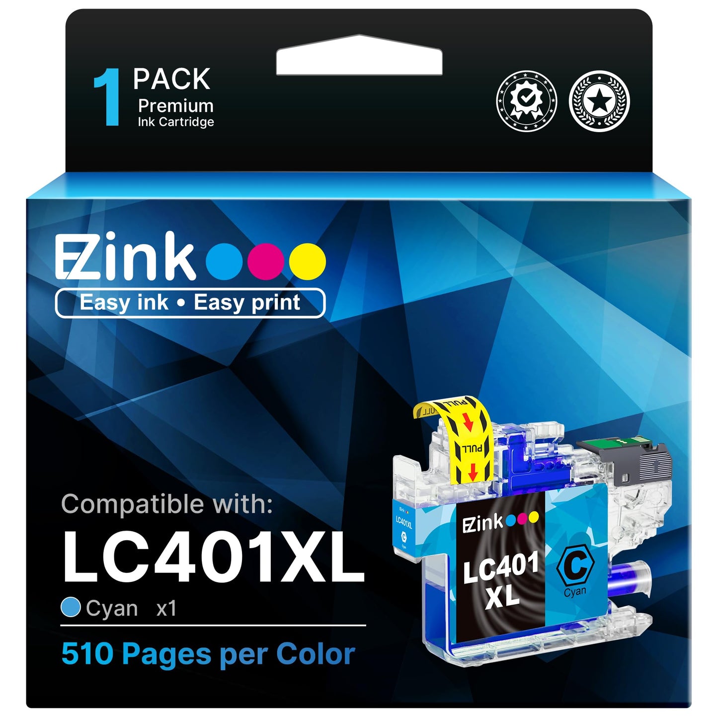 E-Z Ink Compatible Ink Cartridge Replacement for Brother LC401 XL LC401XL Ink Cartridge Use for MFC-J1010DW MFC-J1012DW MFC-J1170DW Printer (Cyan