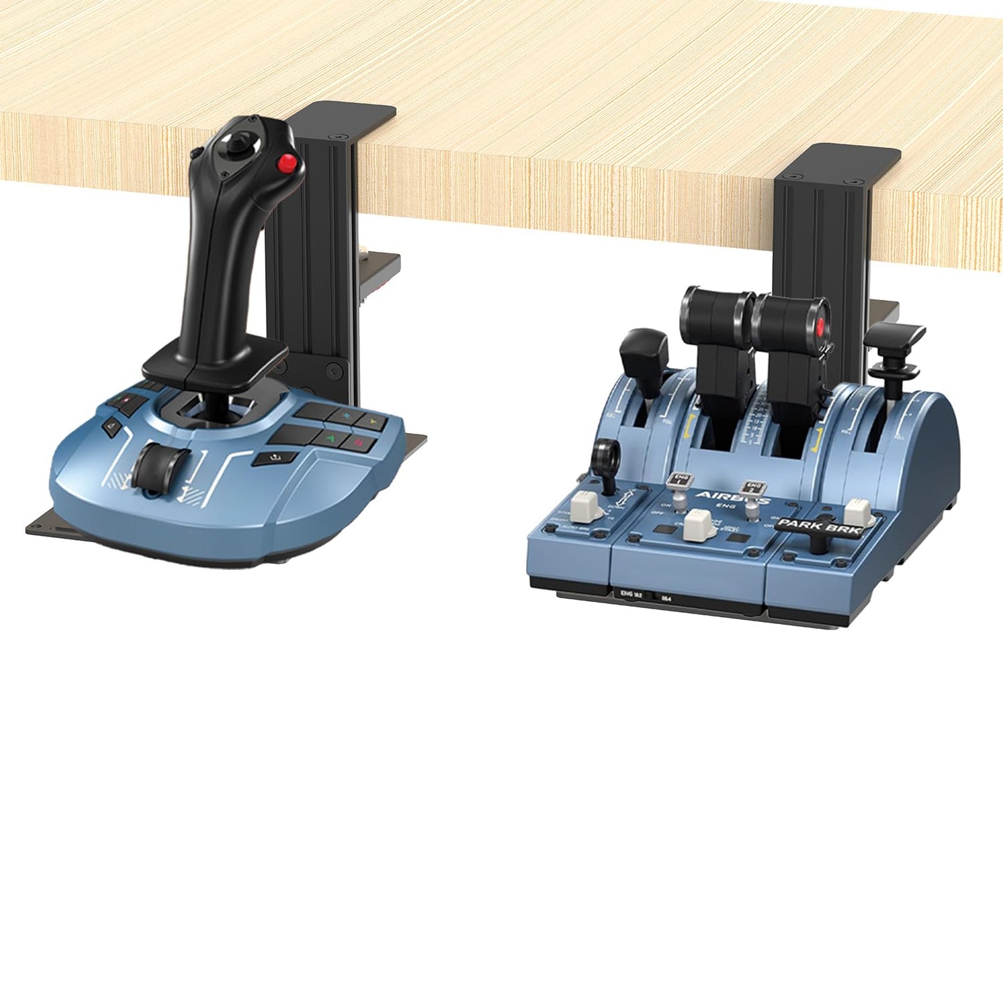 JOYORAN 2 Sets of HOTAS Desk Mounts for Flight Sim Game Joysticks, Throttles Compatible with Logitech X56/X52/X52 Pro, Thrustmaster T-Flight Hotas